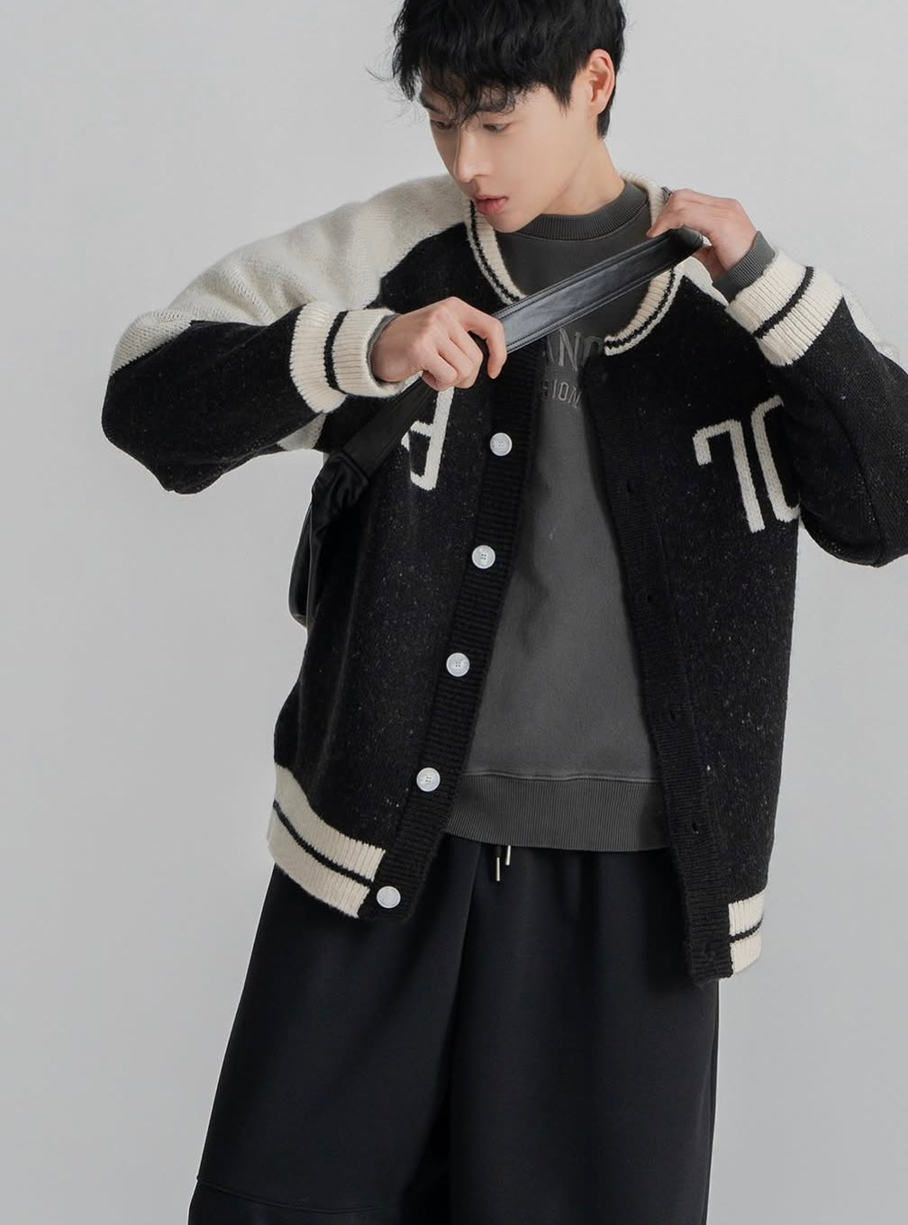 1970 mixed fabric cardigan