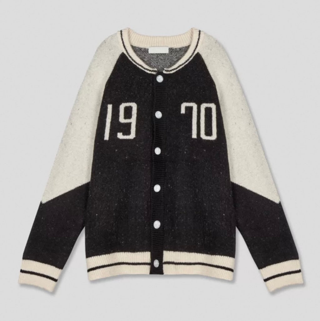 1970 mixed fabric cardigan