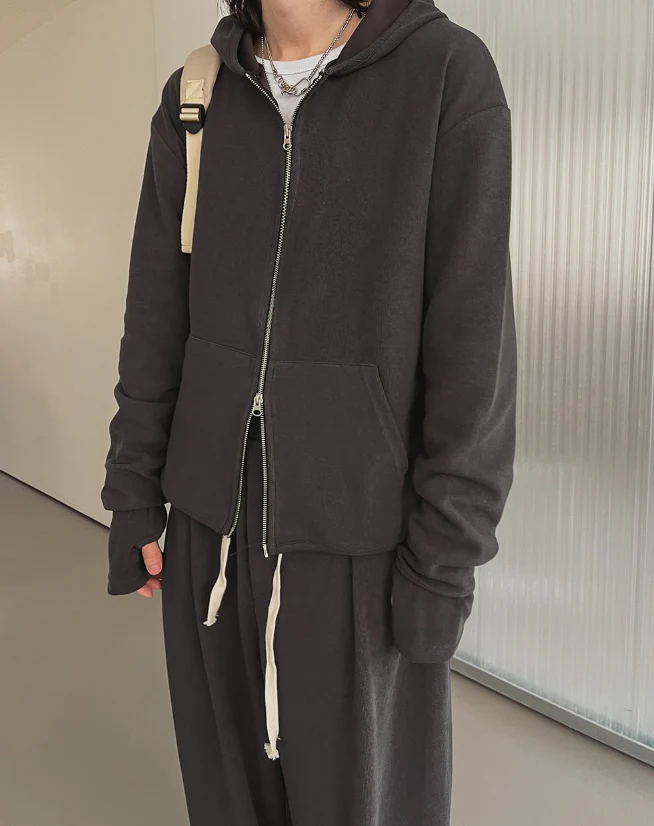 layered gloves hoodie jacket