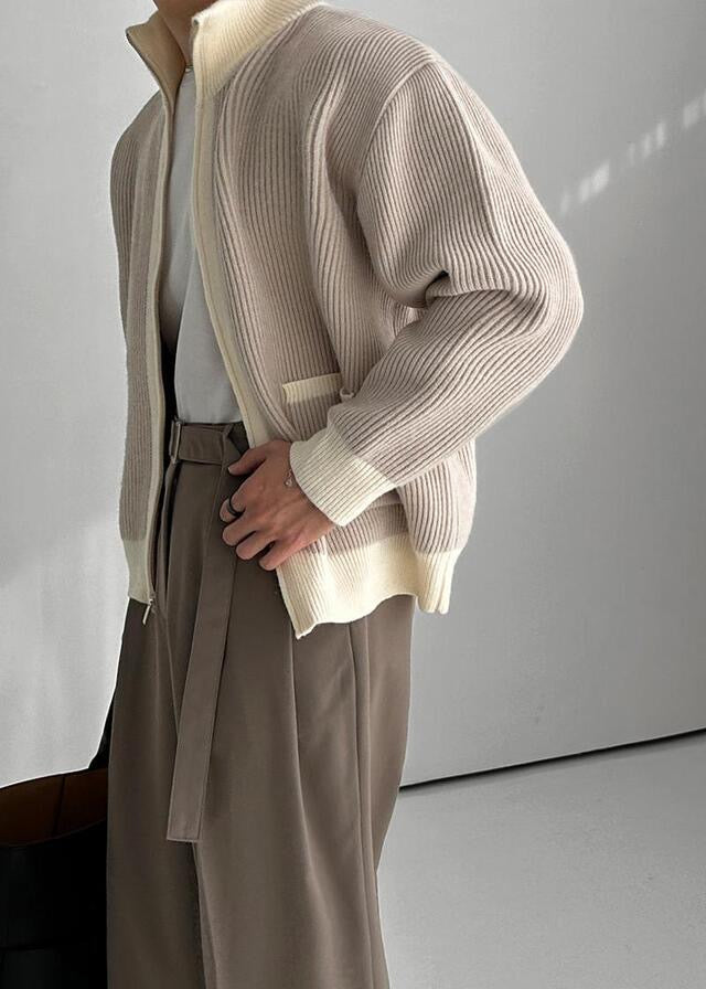 Gentle Color Block Knit Cardigan