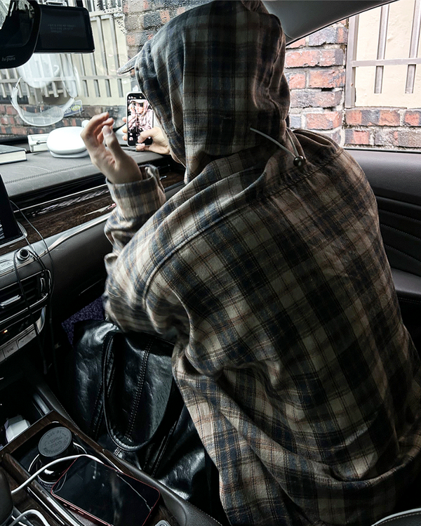 Checked hoodie Cap Shirt