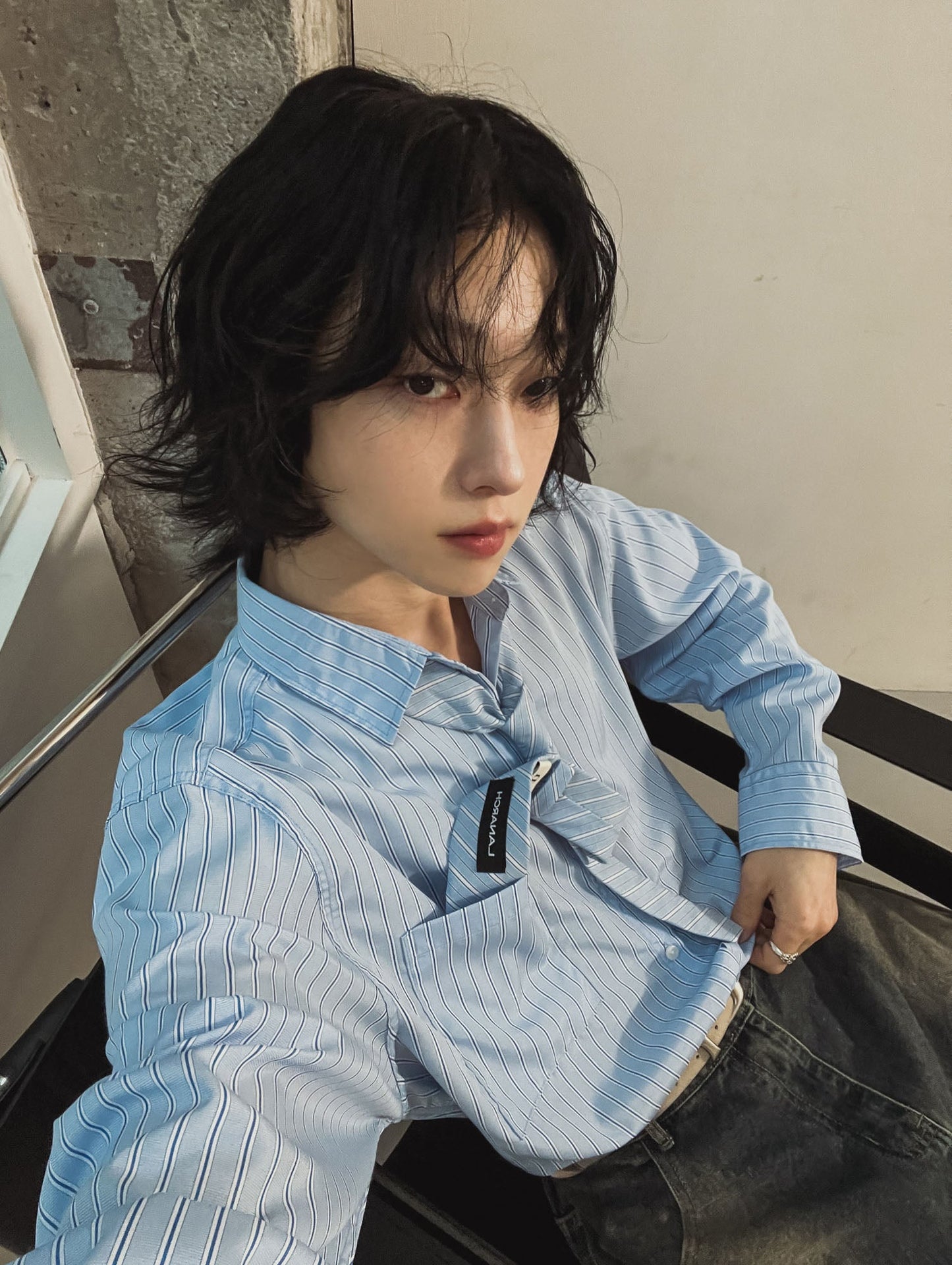 Striped cropped shirt