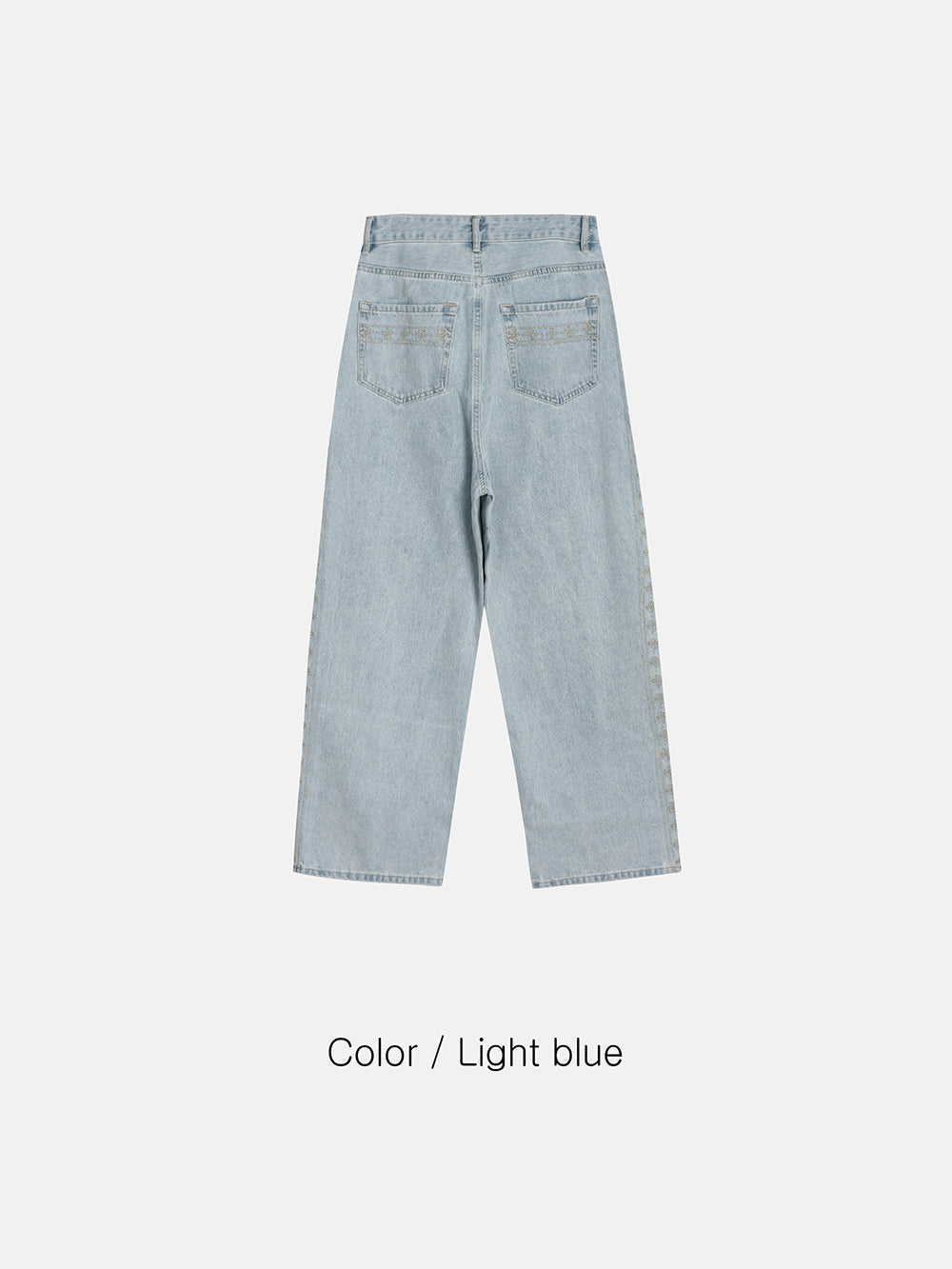 Handmade flower denim Pant