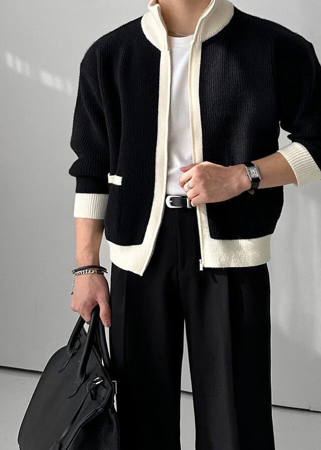 Gentle Color Block Knit Cardigan