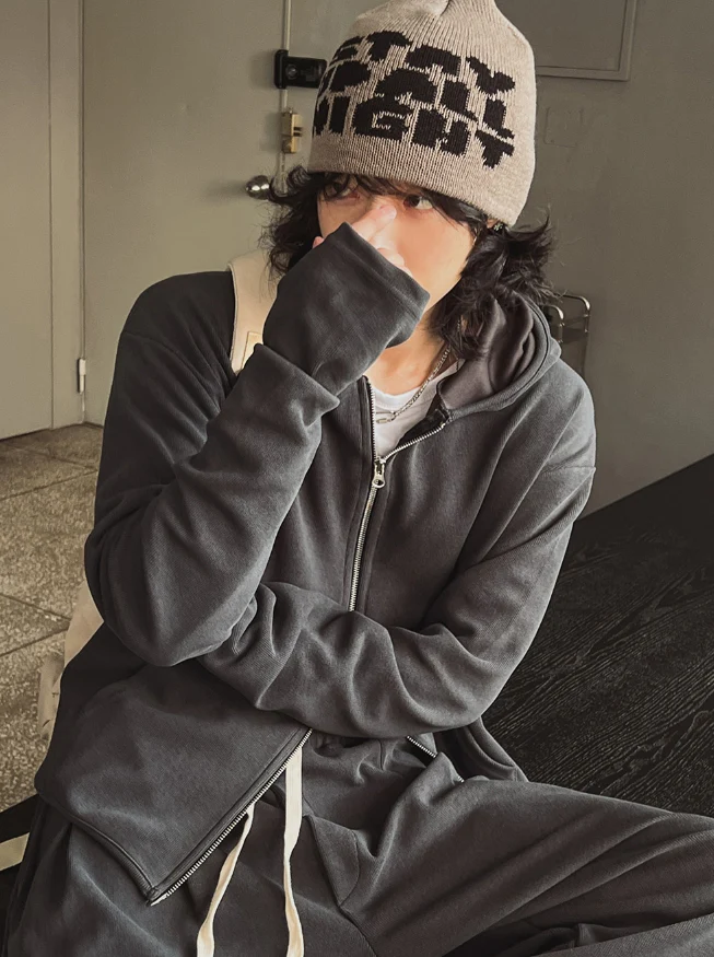 layered gloves hoodie jacket
