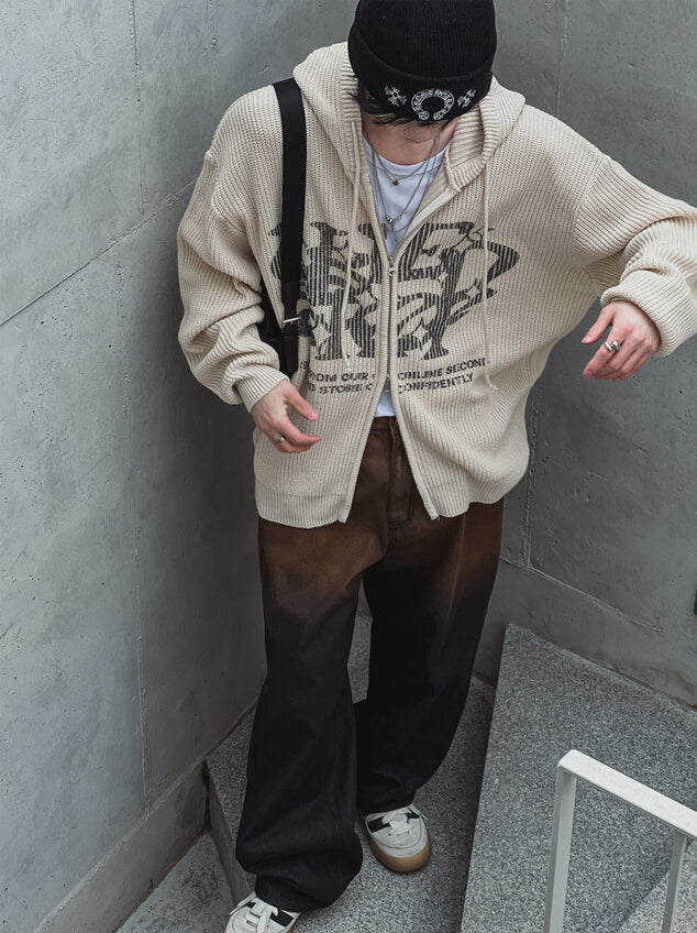 Graffiti Lettering Knit Jacket