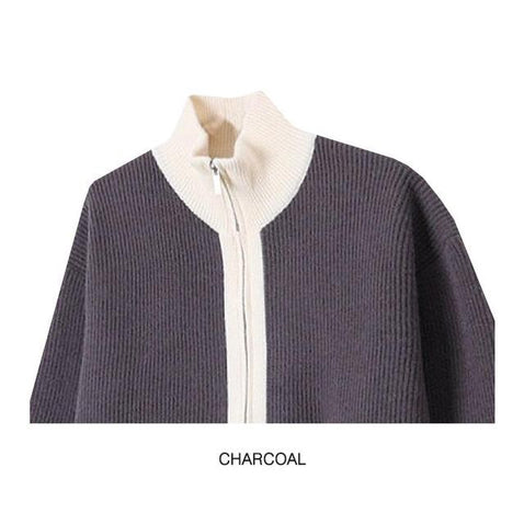 Gentle Color Block Knit Cardigan