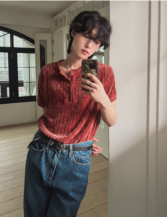 Button Velvet Shirt #PB088