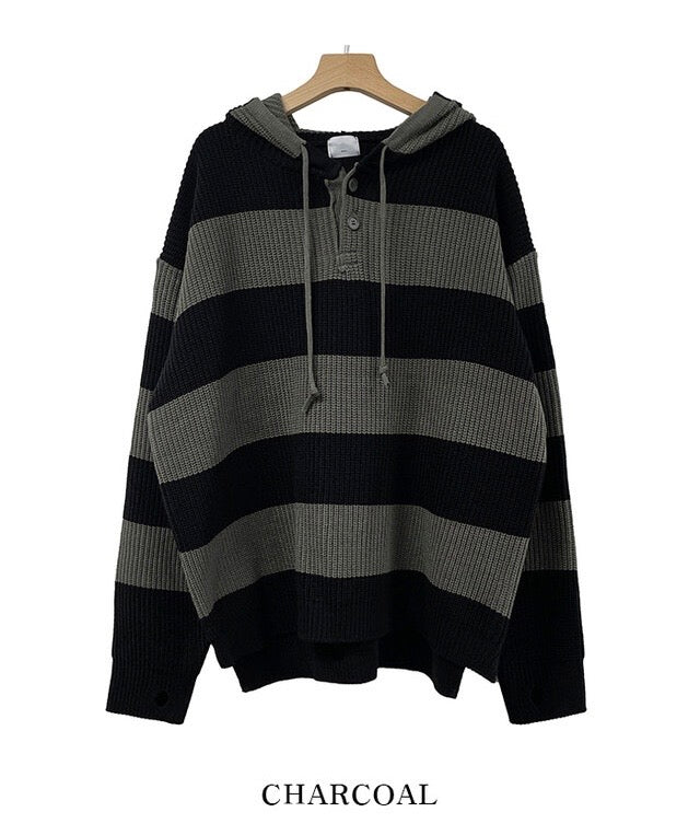 Striped Line knit Hoodie
