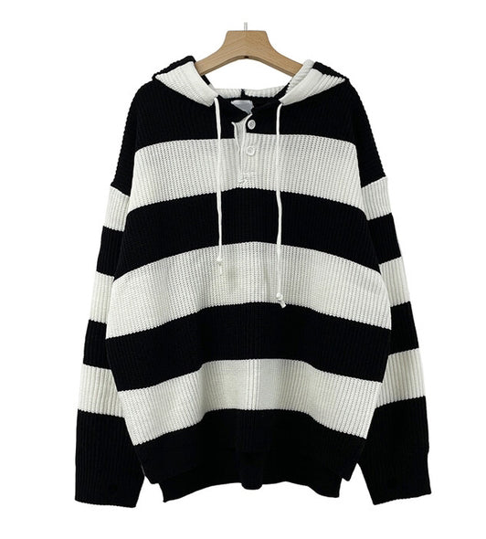 Striped Line knit Hoodie