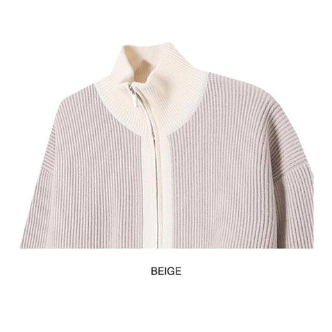 Gentle Color Block Knit Cardigan