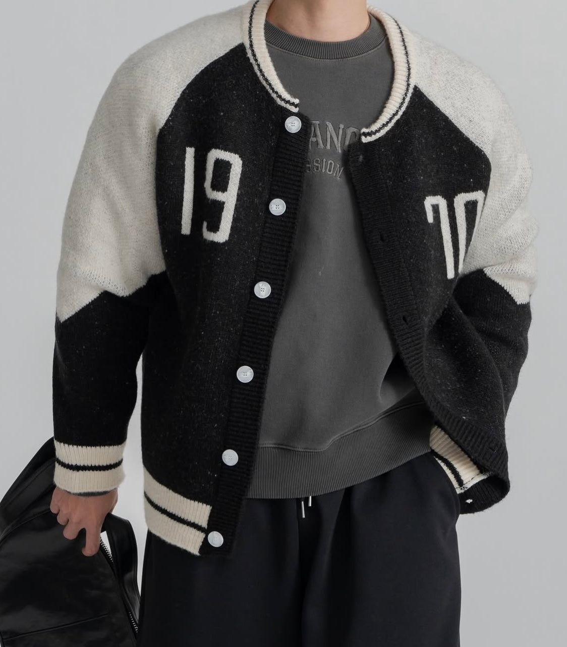 1970 mixed fabric cardigan