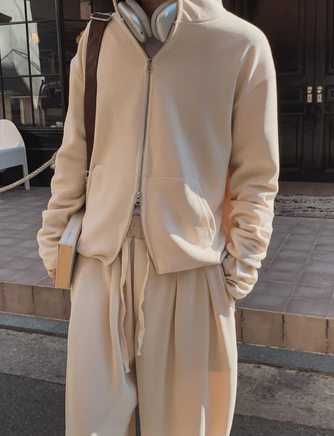 layered gloves hoodie jacket