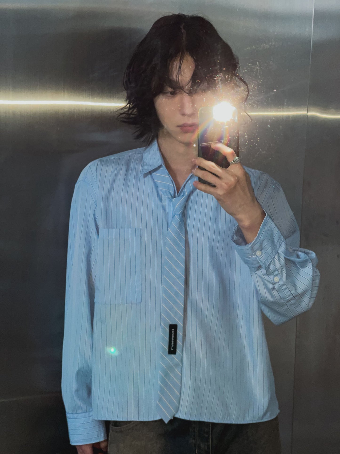 Striped cropped shirt
