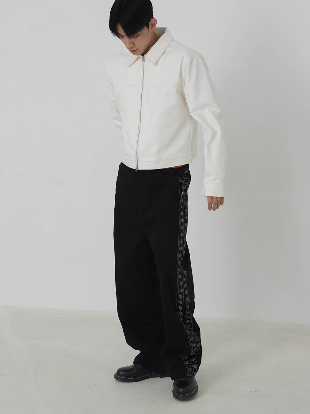 Handmade flower denim Pant