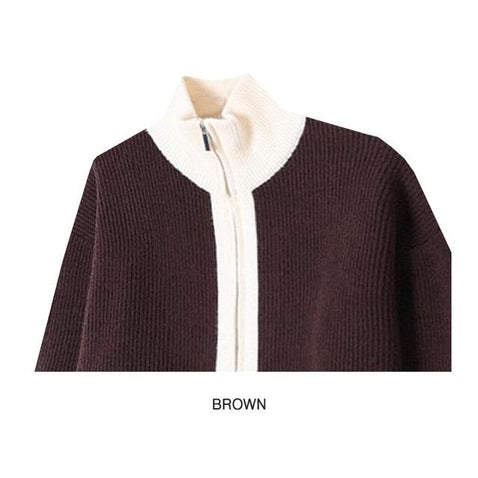 Gentle Color Block Knit Cardigan