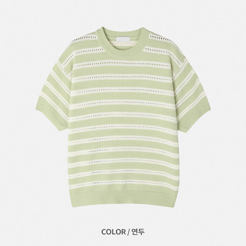 Stripes Mesh Knit Top
