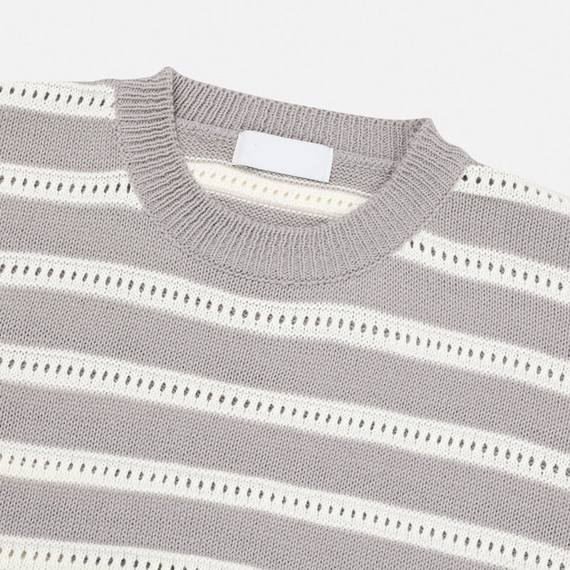 Stripes Mesh Knit Top