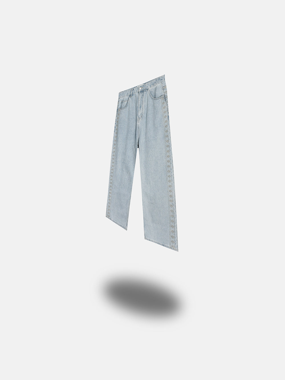 Handmade flower denim Pant