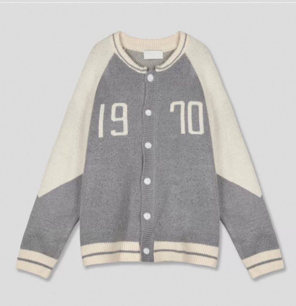 1970 mixed fabric cardigan