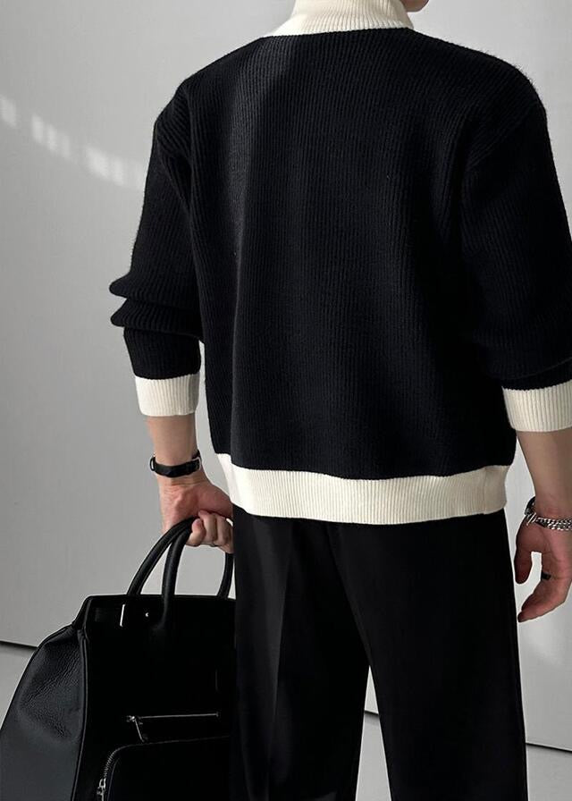 Gentle Color Block Knit Cardigan