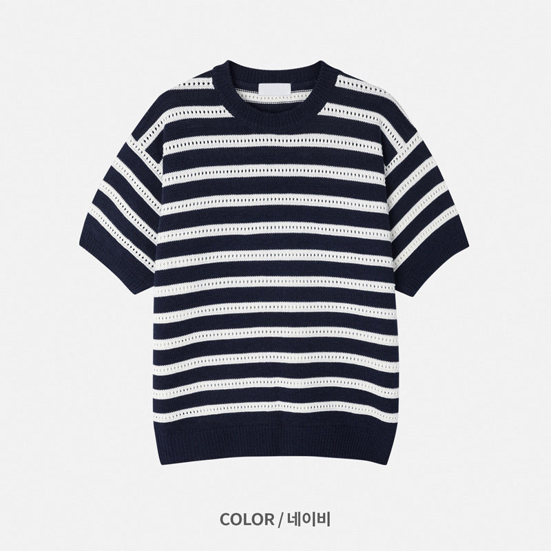 Stripes Mesh Knit Top