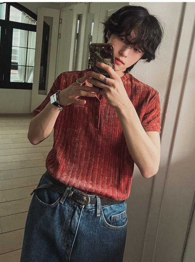Button Velvet Shirt #PB088