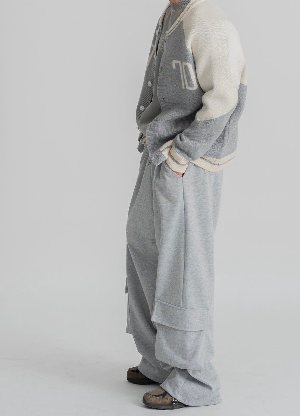 1970 mixed fabric cardigan
