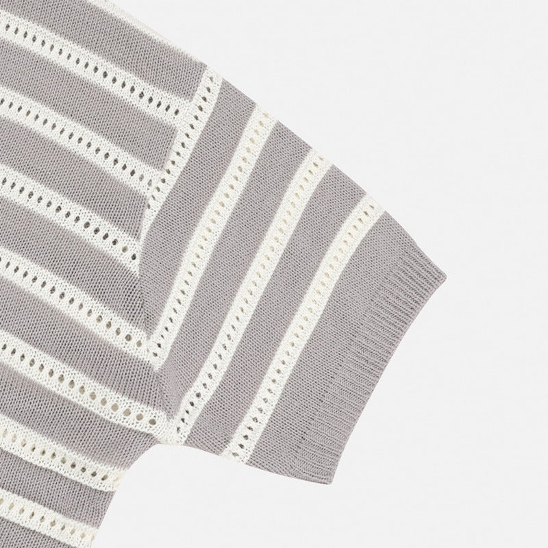 Stripes Mesh Knit Top