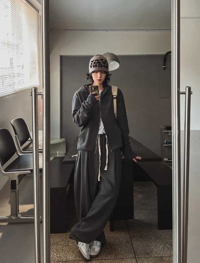 layered gloves hoodie jacket