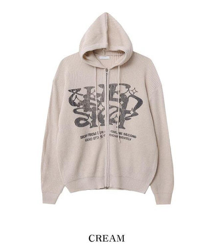 Graffiti Lettering Knit Jacket