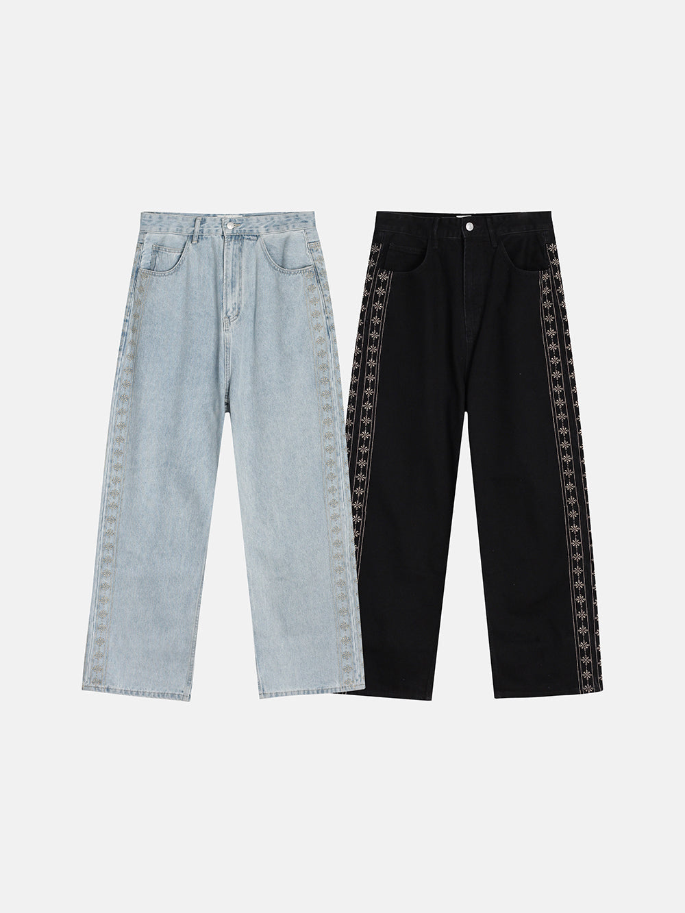 Handmade flower denim Pant