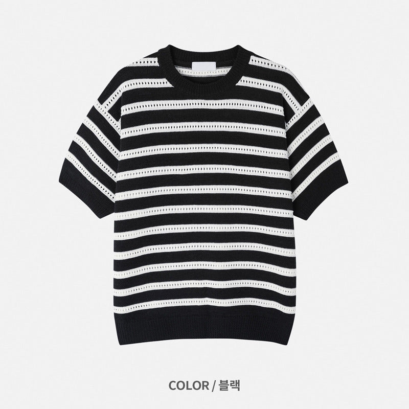 Stripes Mesh Knit Top