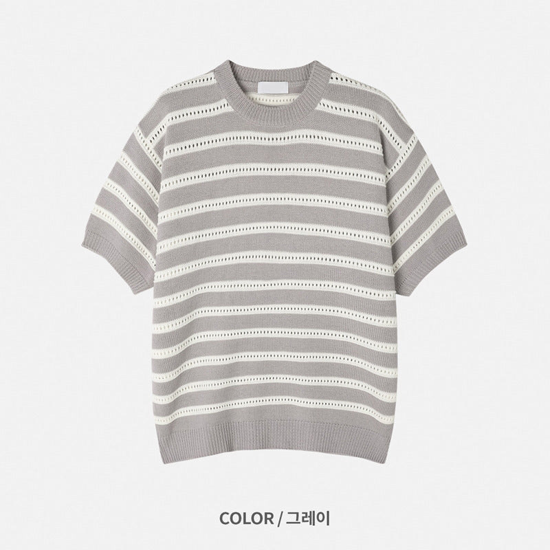 Stripes Mesh Knit Top