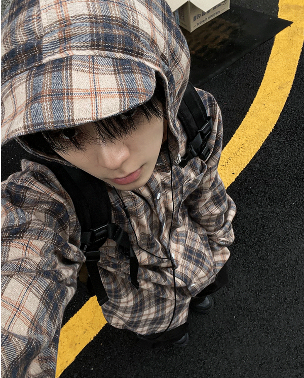 Checked hoodie Cap Shirt