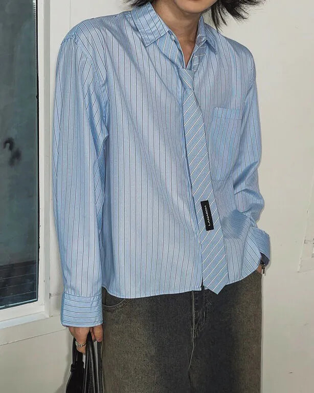 Striped cropped shirt