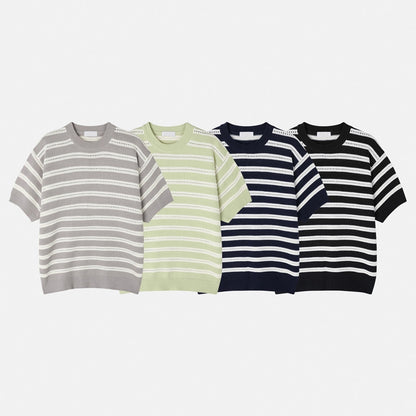 Stripes Mesh Knit Top