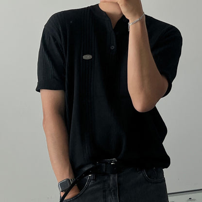 Label Henley Knit Short Sleeve