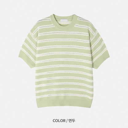 Stripes Mesh Knit Top