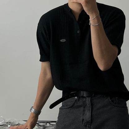 Label Henley Knit Short Sleeve