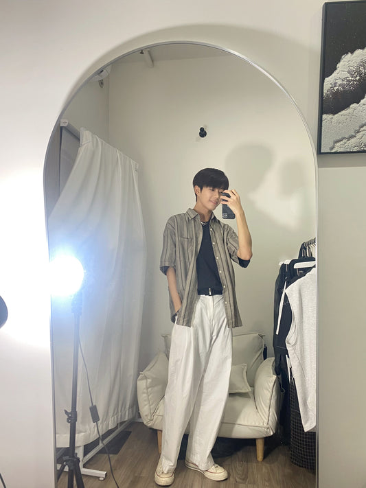 White Wide Pants #PB043