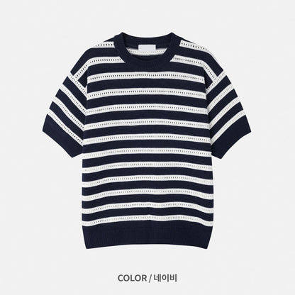 Stripes Mesh Knit Top