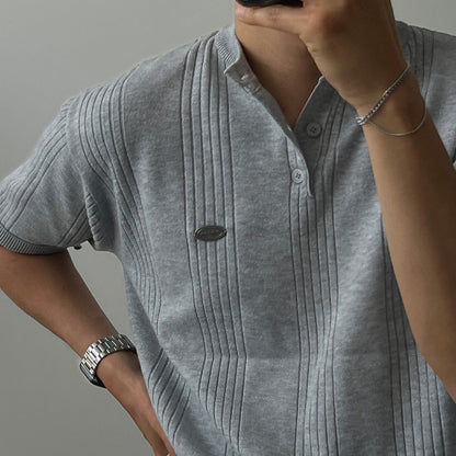 Label Henley Knit Short Sleeve