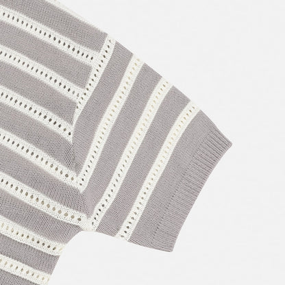 Stripes Mesh Knit Top