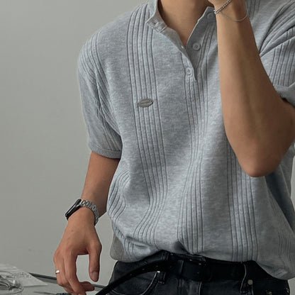 Label Henley Knit Short Sleeve
