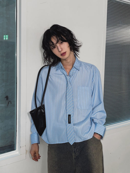 Striped cropped shirt