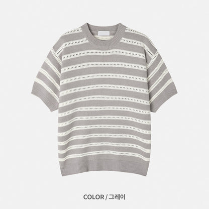 Stripes Mesh Knit Top